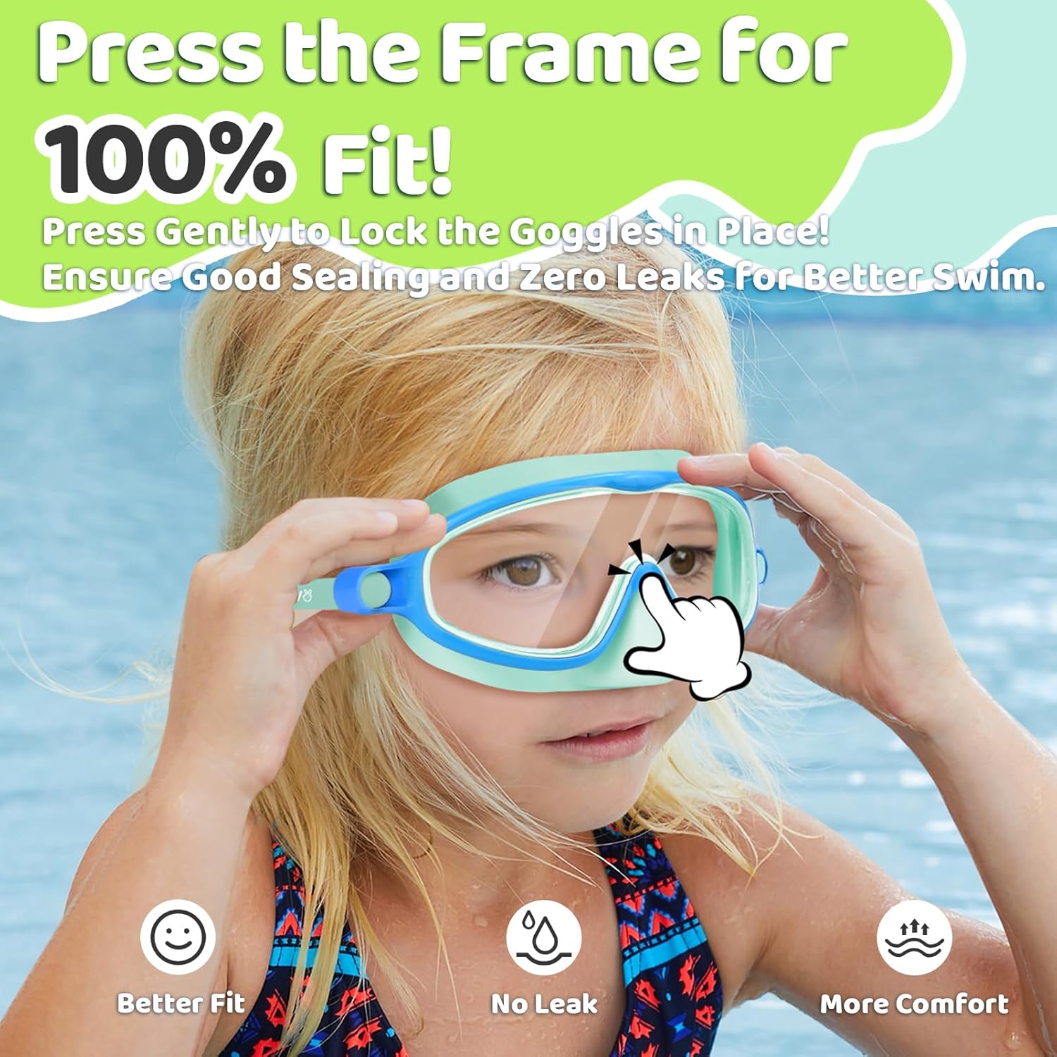 1+1 Gratis | EverDry™ | HD-Großrahmen-Schwimmbrille für Kinder