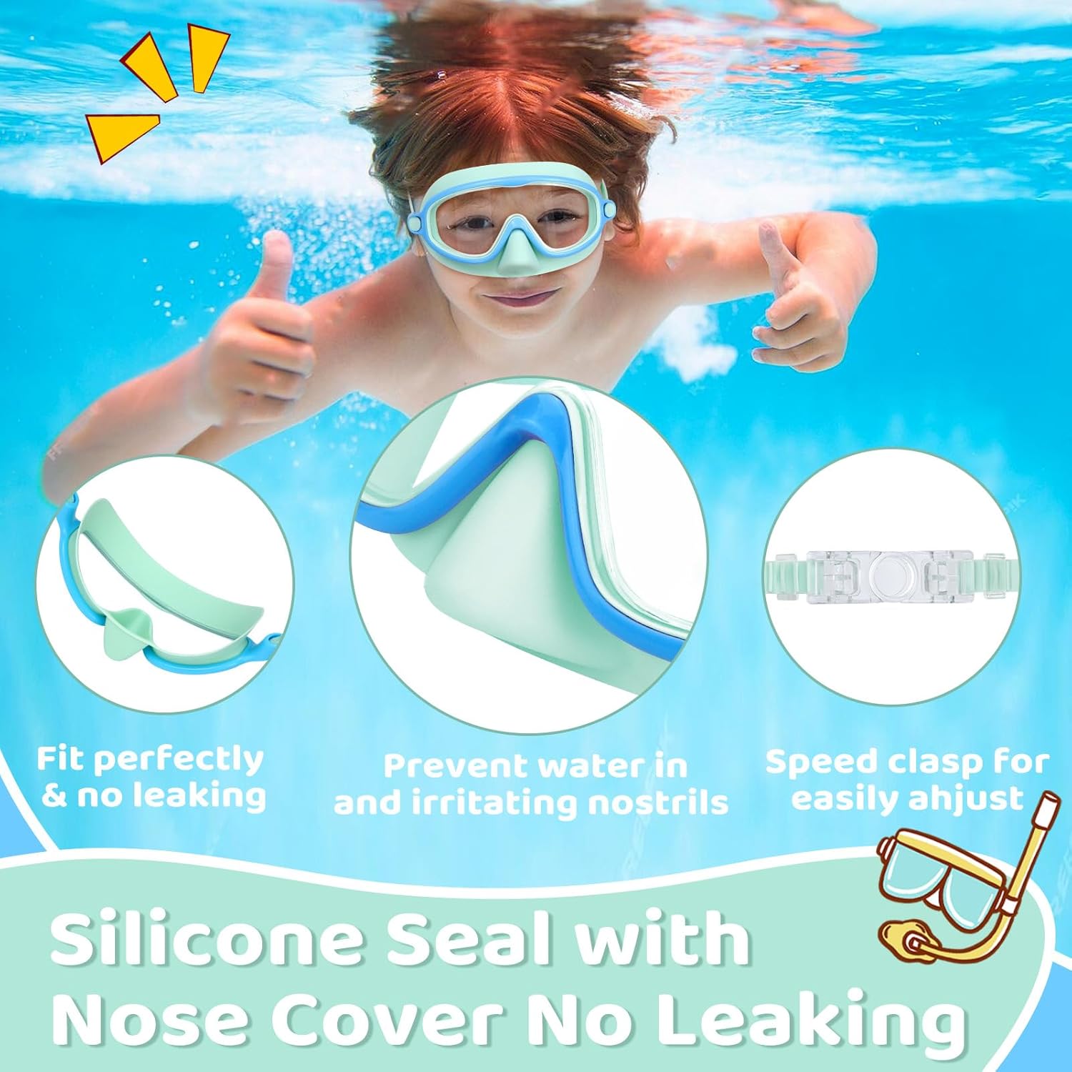1+1 Gratis | EverDry™ | HD-Großrahmen-Schwimmbrille für Kinder