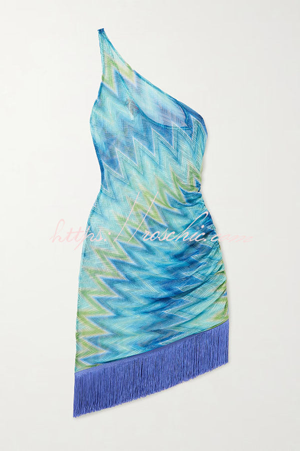 Solaire™ | Eline Zickzack Strickkleid mit Fransen