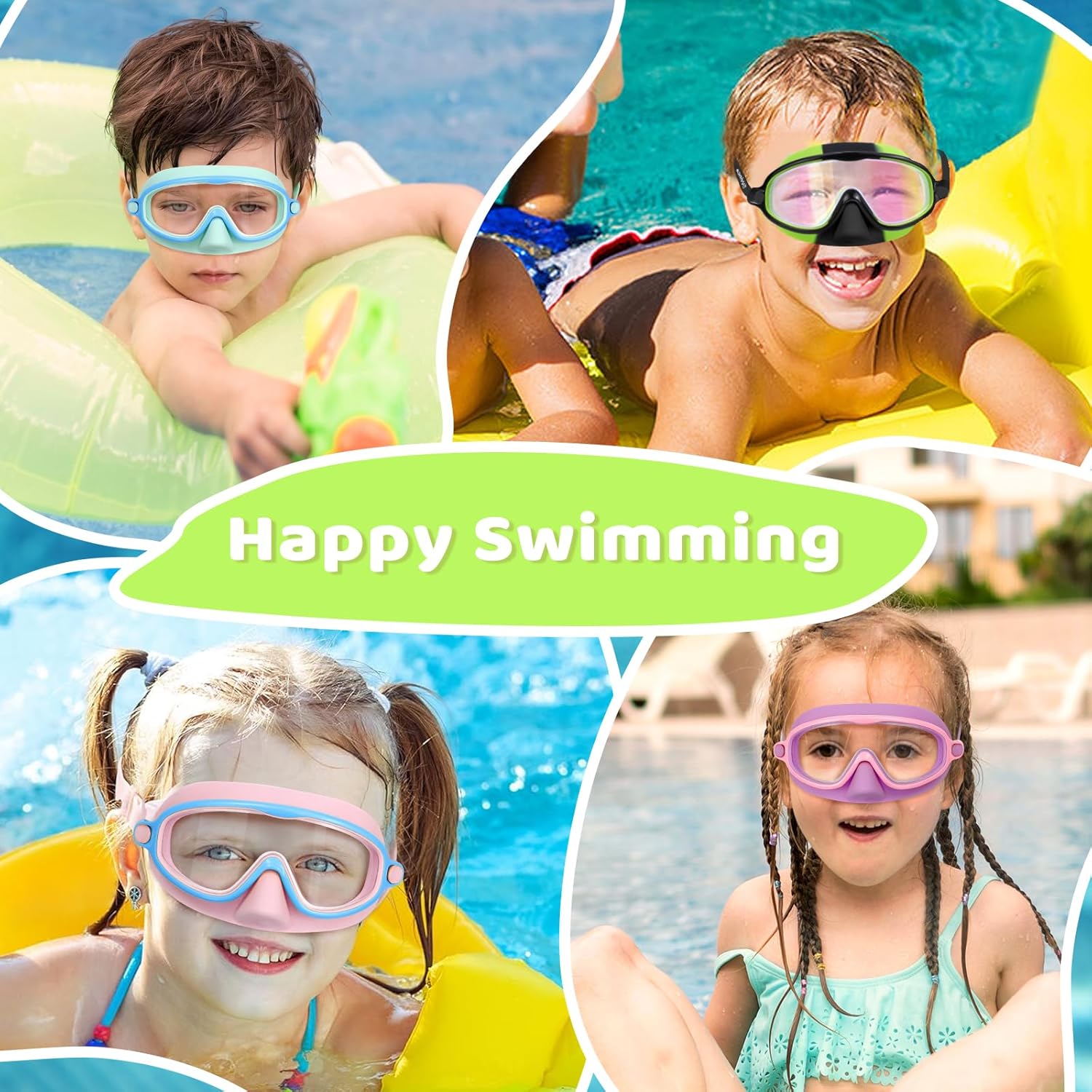 1+1 Gratis | EverDry™ | HD-Großrahmen-Schwimmbrille für Kinder