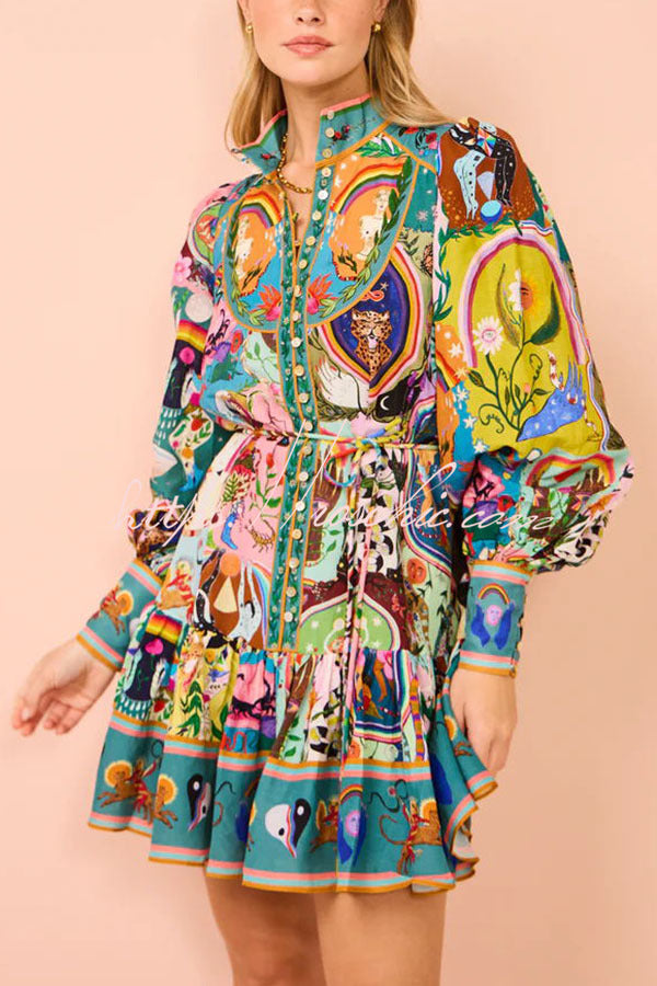 LuxeMuse™ | Luxus Print Ballonärmel Minikleid