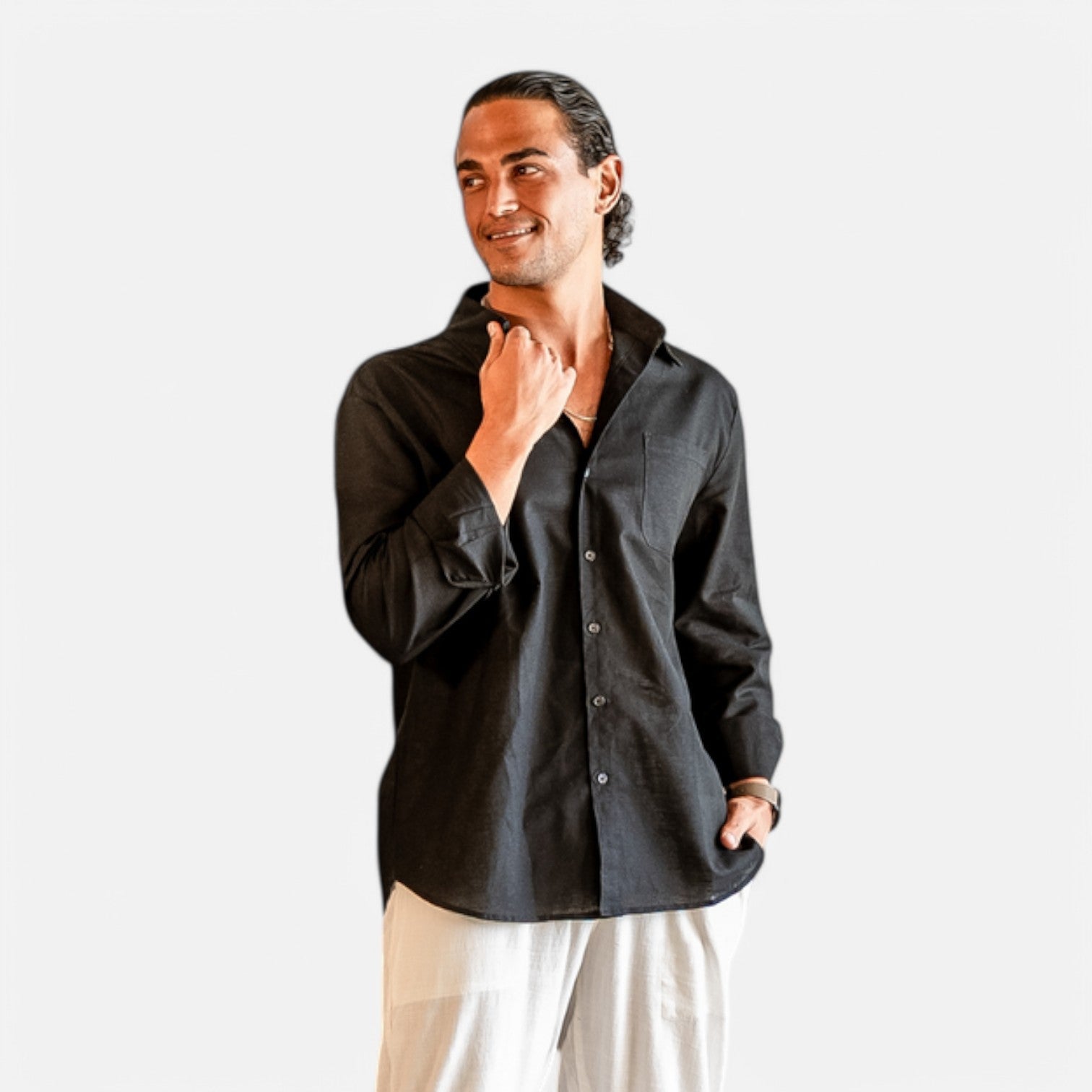 Pure Linen Long Sleeve Shirt for Men