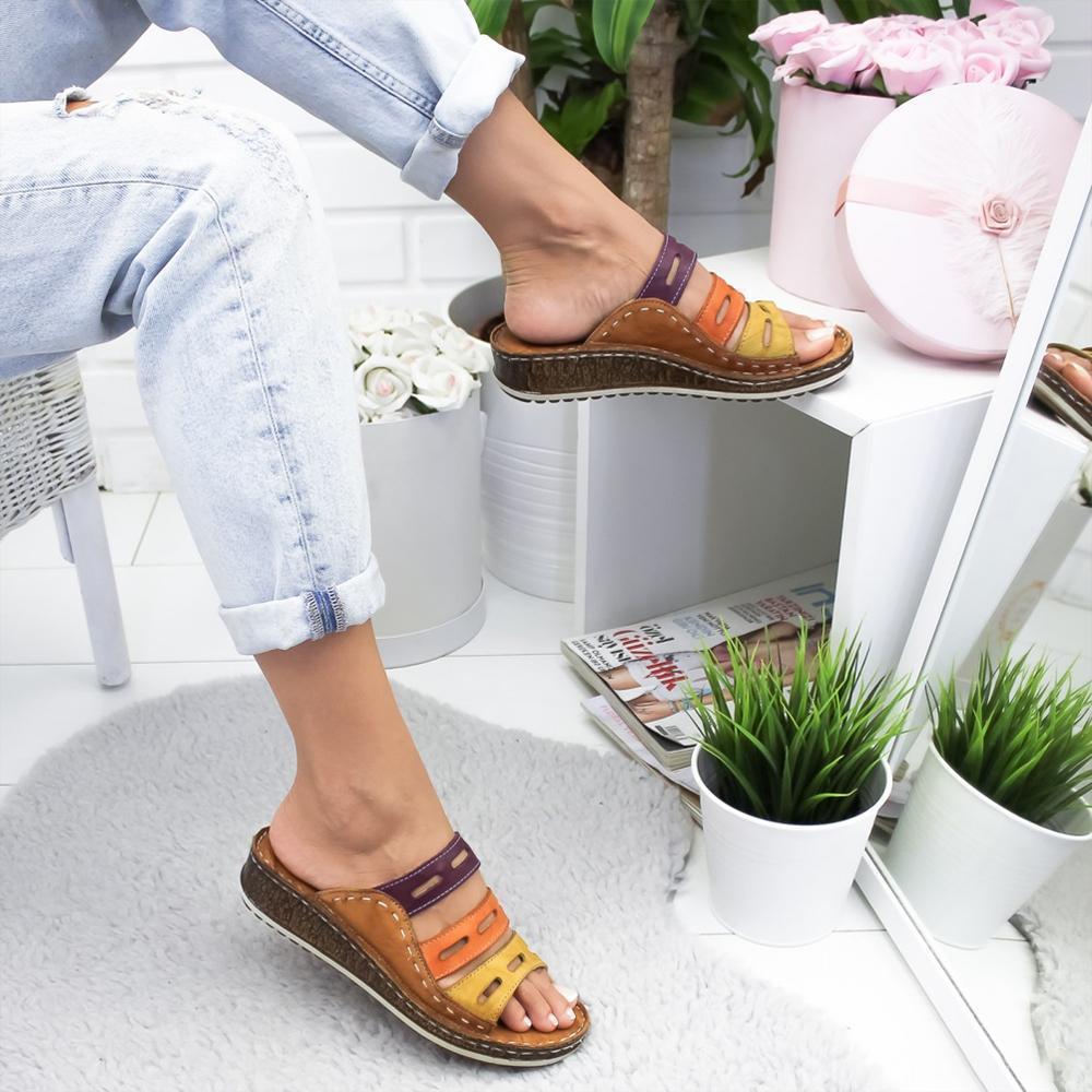 TrioStep™ | Damen-modische-drei-Farbe-Nähen-Sandale