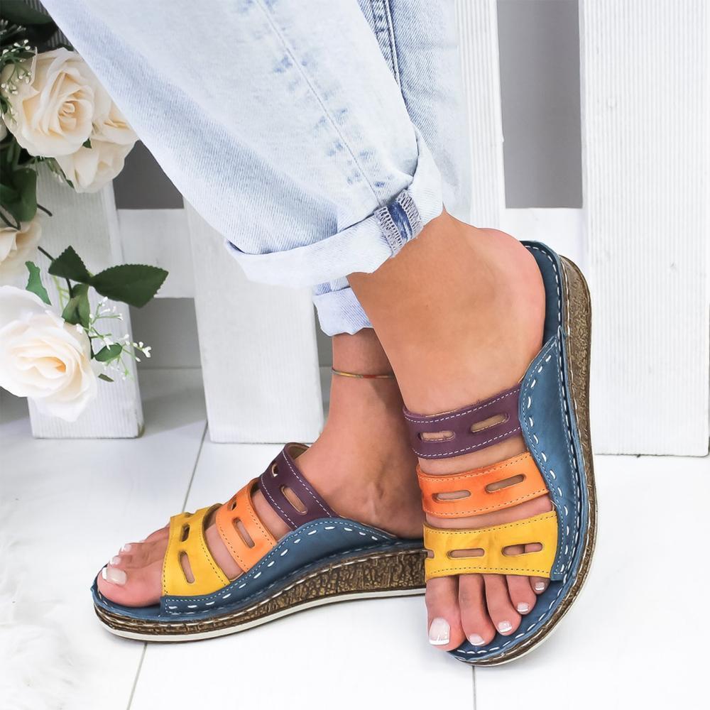 TrioStep™ | Damen-modische-drei-Farbe-Nähen-Sandale