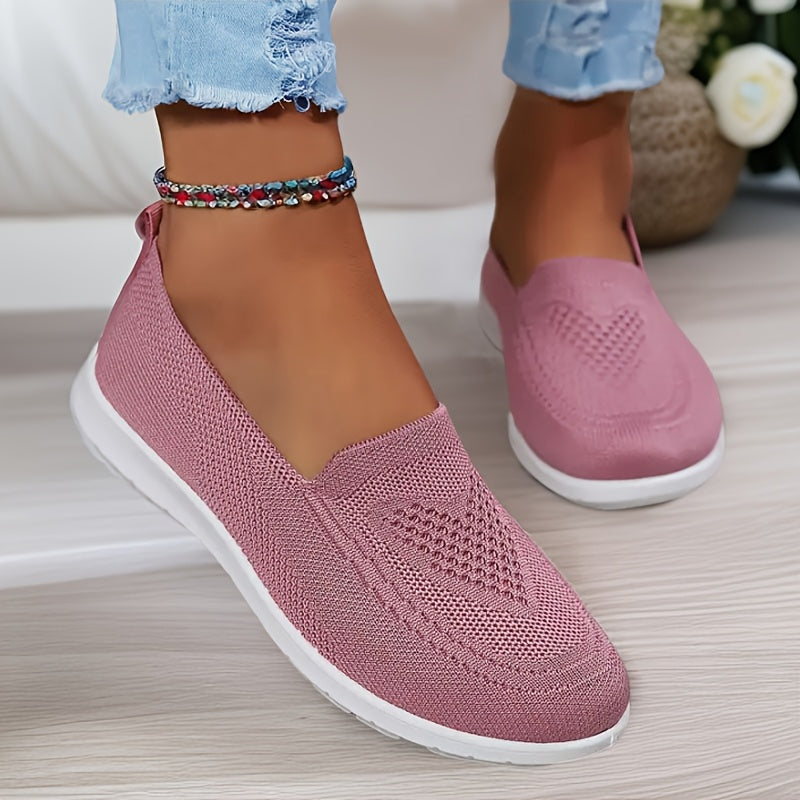 Damen-Slip-On-Sneaker in verschiedenen Farben aus atmungsaktivem Strickmaterial mit weißer Sohle – bequem und modisch für Alltag und Freizeit