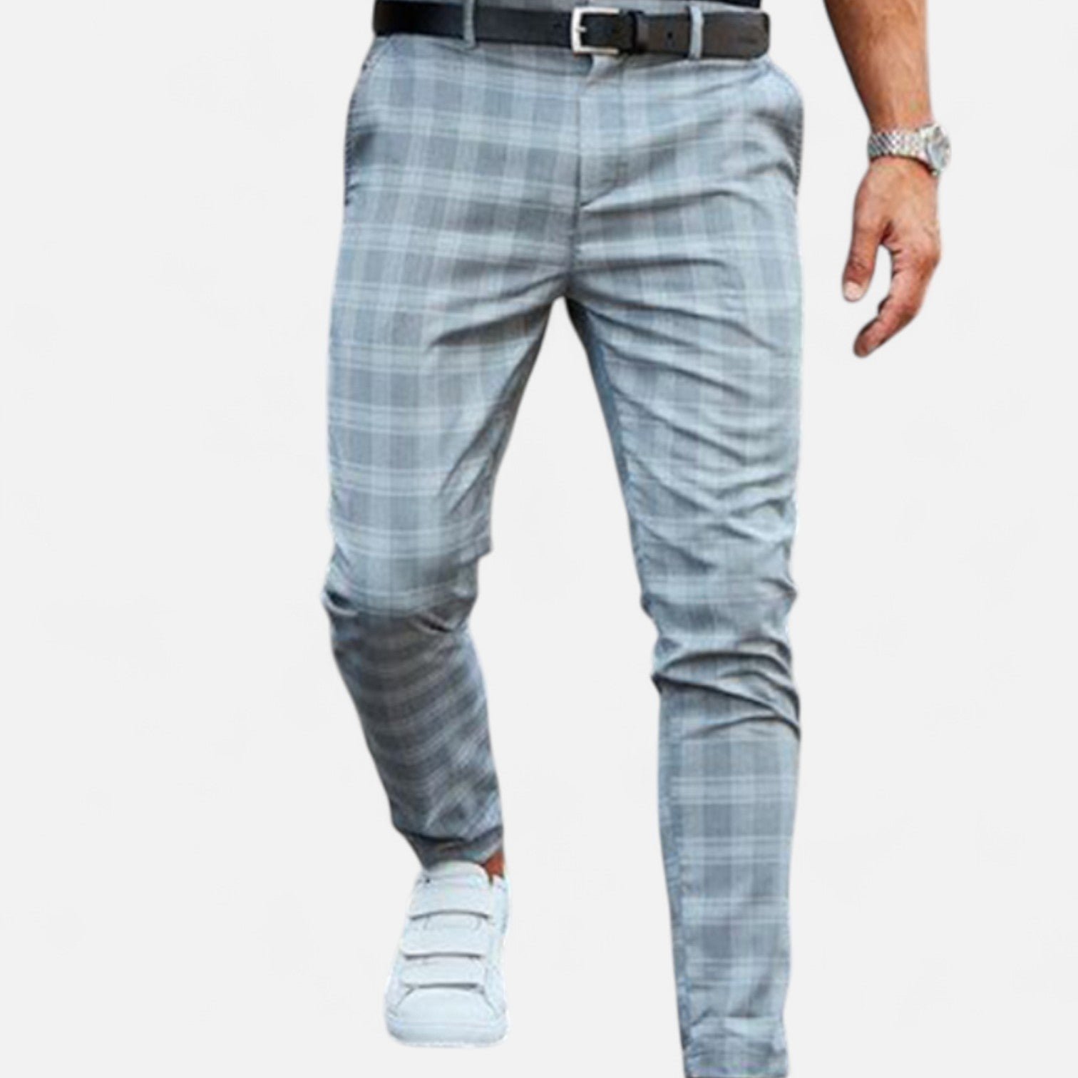 Stretchable Checkered Chino Pants for Men – Tailored Fit, Elegant Comfort for Everyday Wear