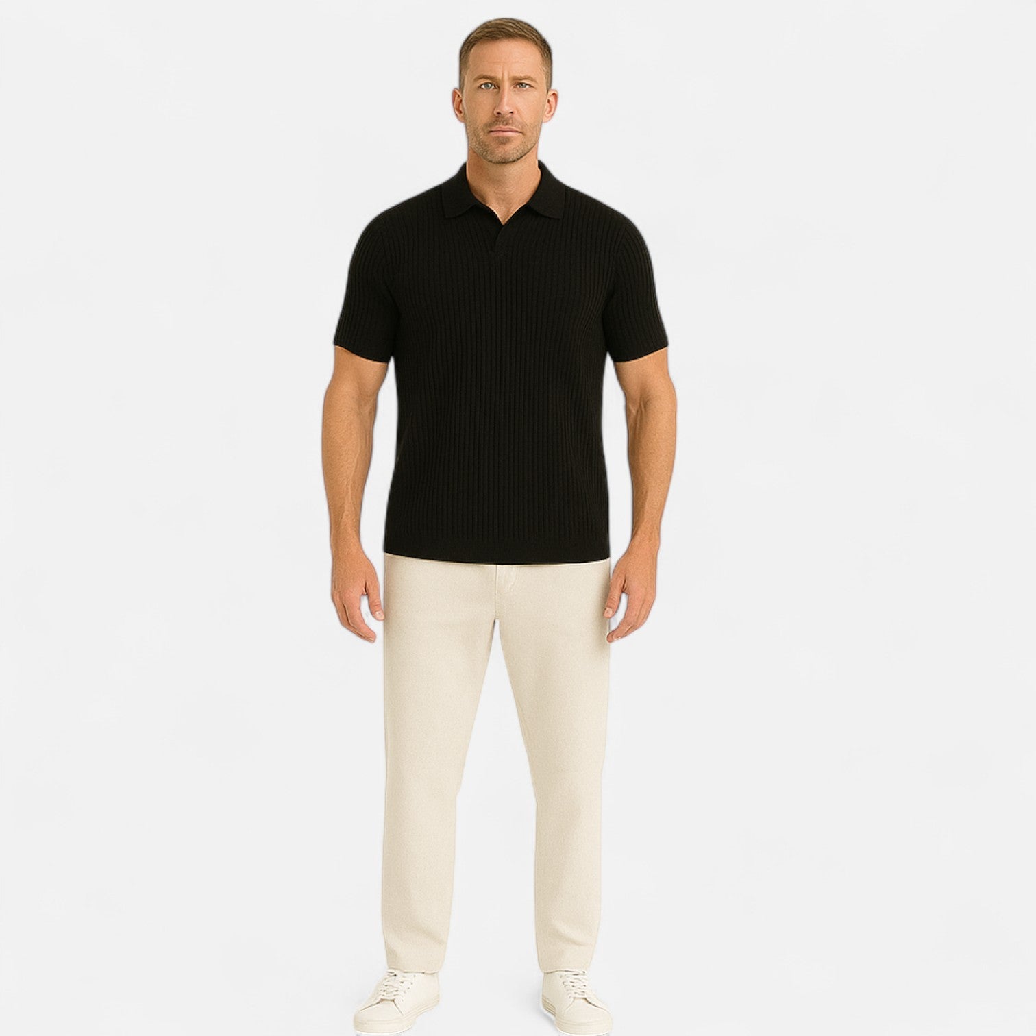 Ribbed Polo for Men - Quality Texture, Timeless Casual Style