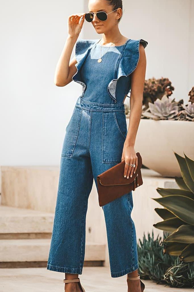 DenimDynasty™ Denim-Overall mit offenem Rücken