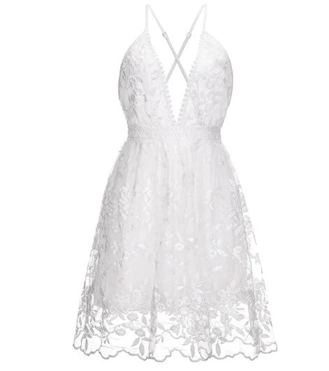 Florique™ | Mini-Cocktailkleid mit Blumenstickerei