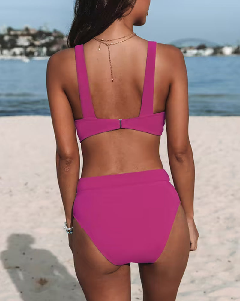 Gabriele® | Solid Color High-Waist Swimsuit
