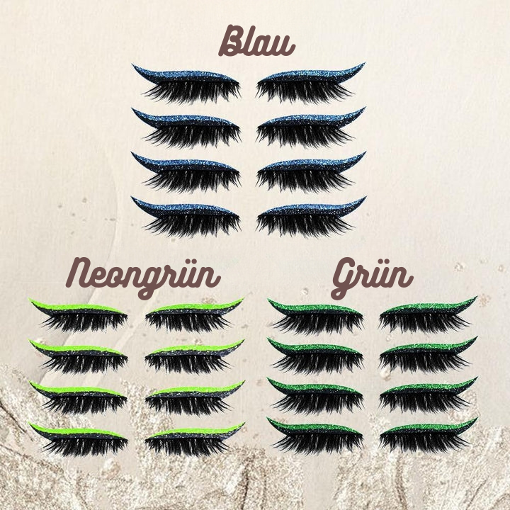 Glitzer-Eyeliner und künstliche Wimpern für dramatische Augen-Make-up-Looks
