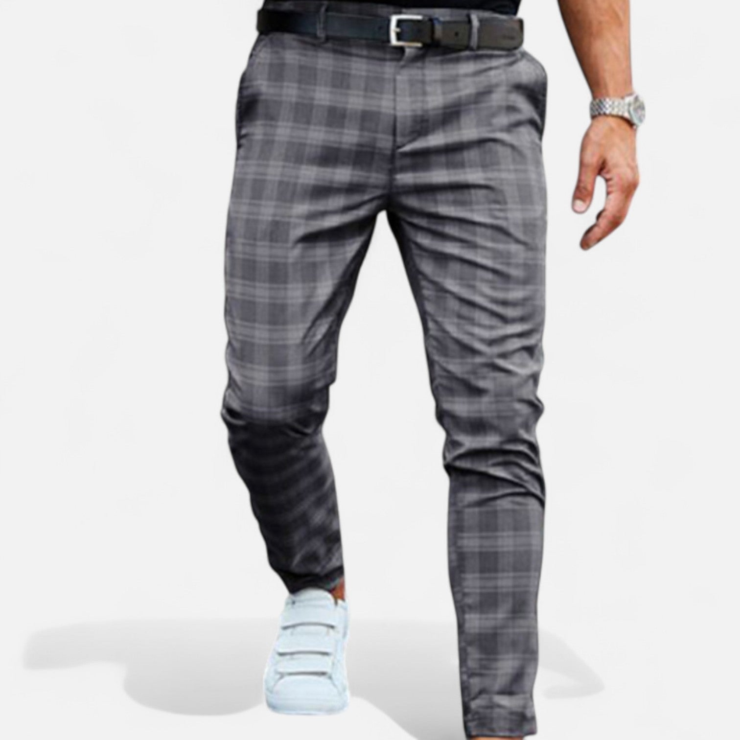 Stretchable Checkered Chino Pants for Men – Tailored Fit, Elegant Comfort for Everyday Wear