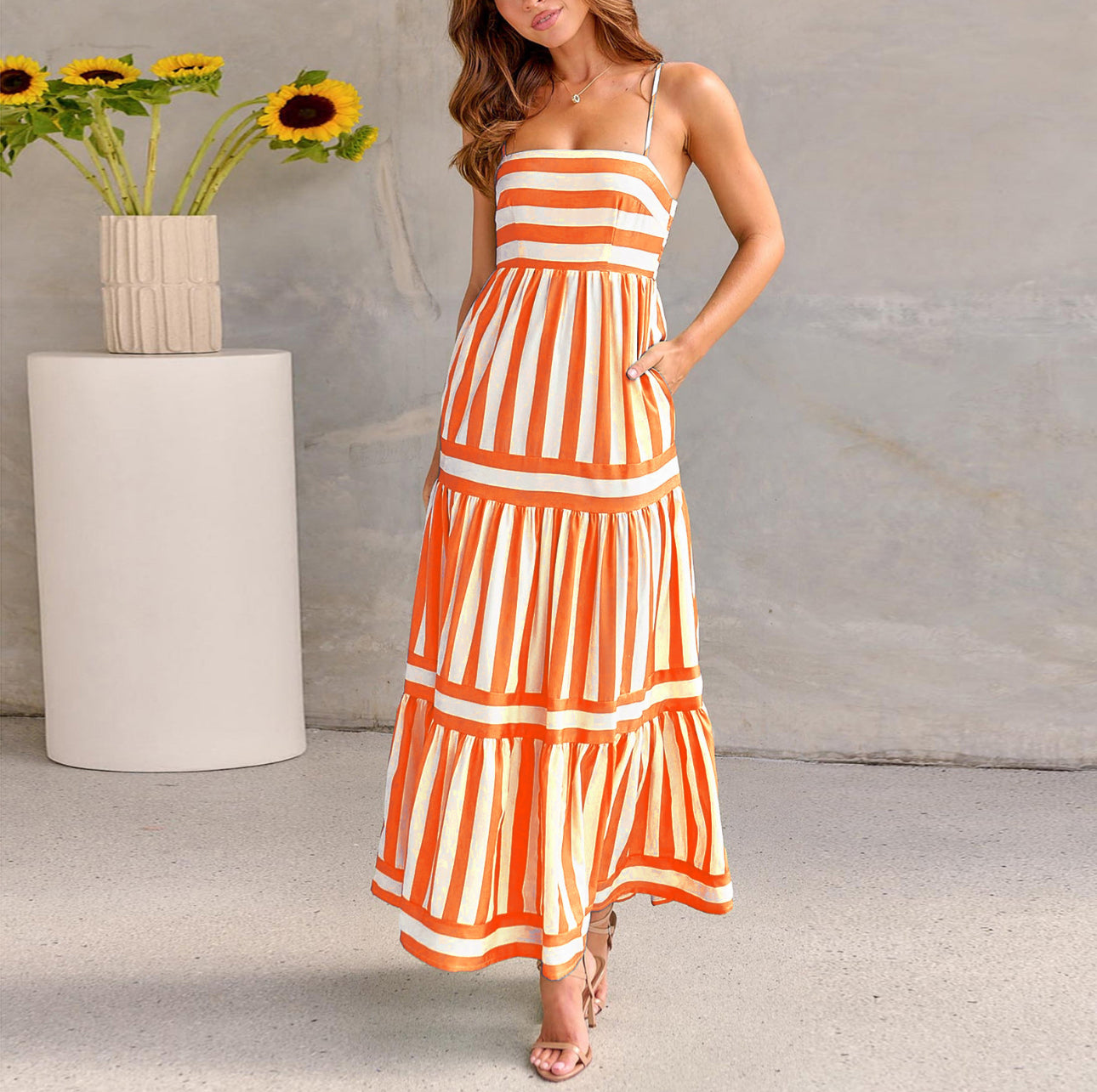 50% RABATT | Strisole™ | SUNSET STRIPES MAXI-KLEID