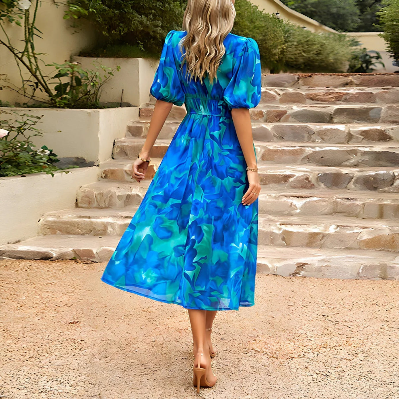 50% RABATT | Isolde™ | Midi-Kleid mit V-Ausschnitt