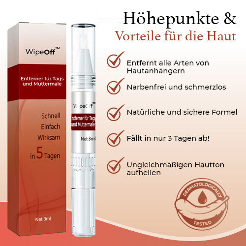 Hautentferner für Tags und Muttermale – wirksame und einfache Behandlung in 5 Tagen, 3ml Präzisionsstift
