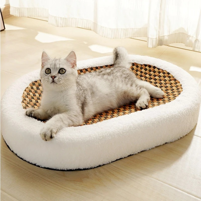 50% Rabatt | PurrLounge™ | Plüsch-Katzenbett mit kratzbarer Oberfläche