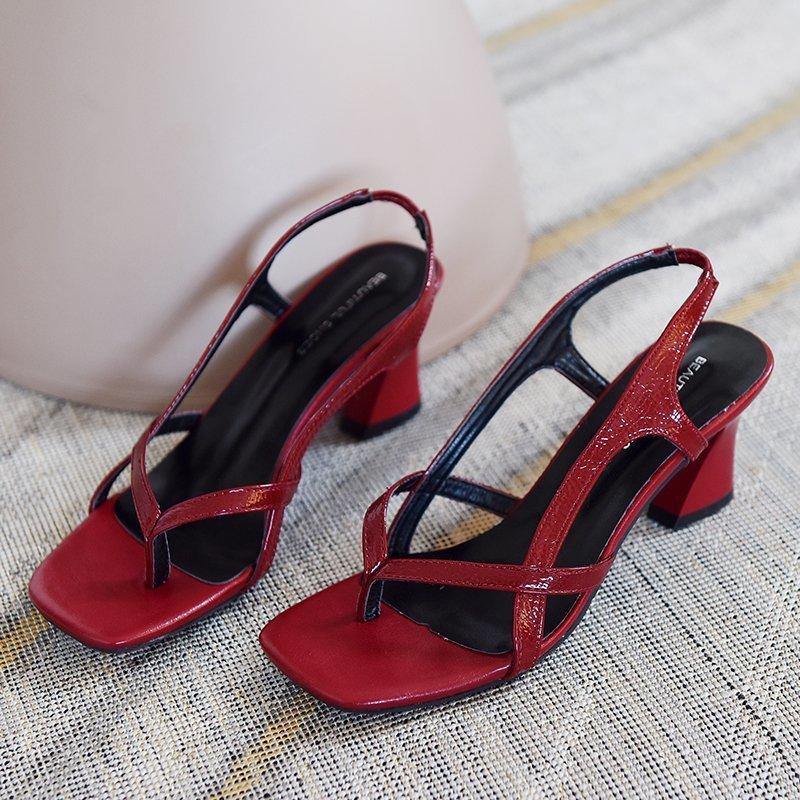Scarviva™ | Rote Sandalen Peep Toe Sandalen mit hohem Absatz