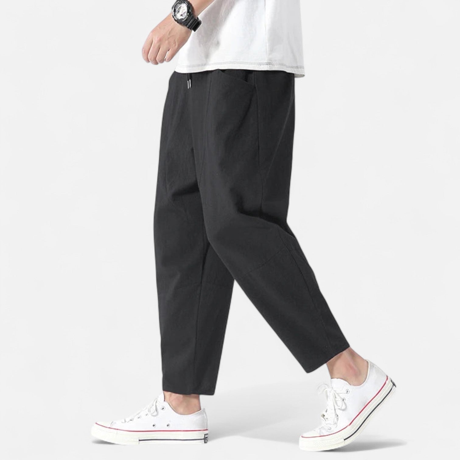 Men's Cropped Cotton Pants – Urban Precision, Tailored Versatility