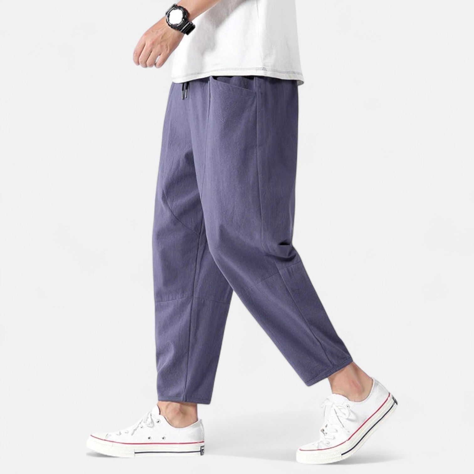 Men's Cropped Cotton Pants – Urban Precision, Tailored Versatility
