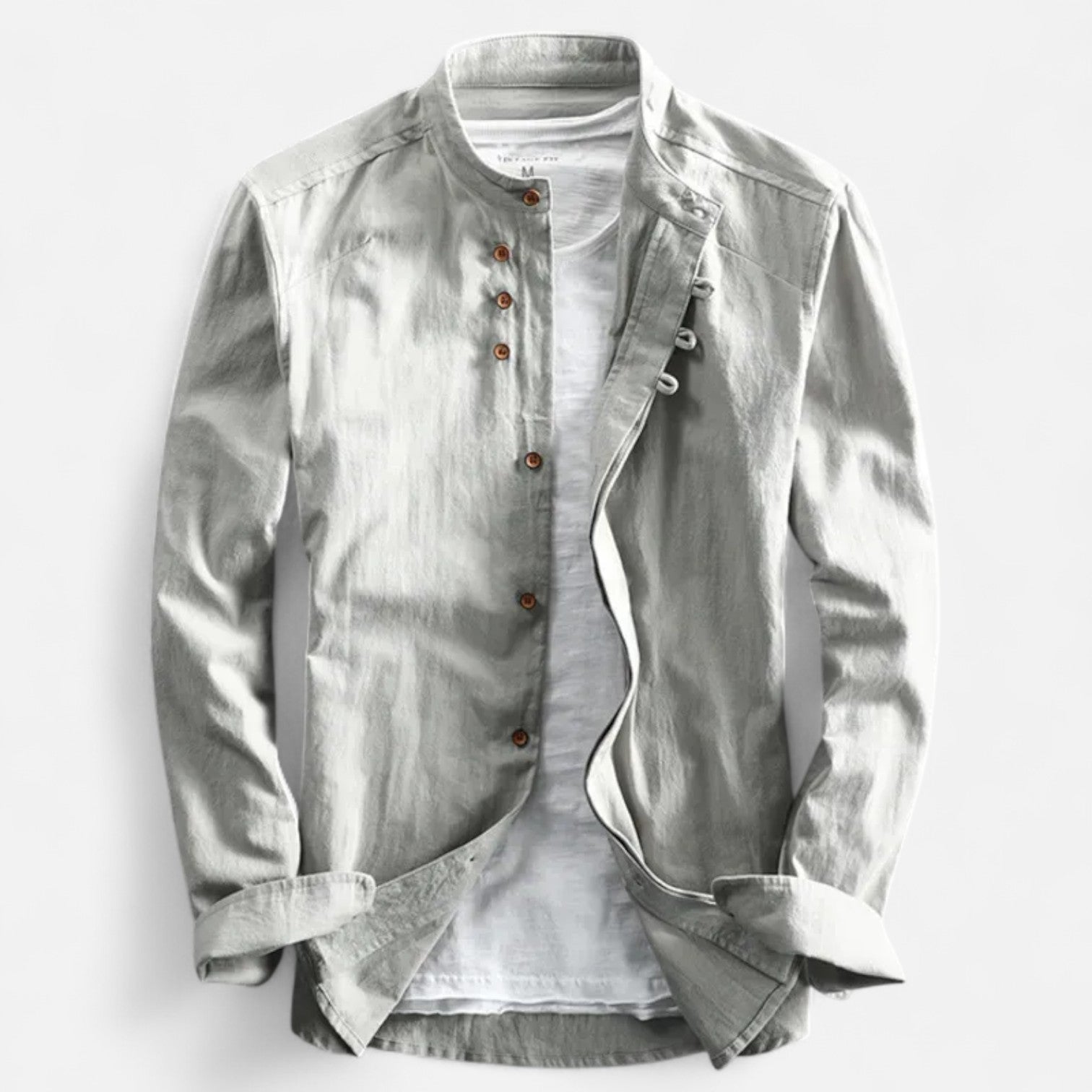 Men's Slim Fit Shirt with High Collar – Tailored Silhouette, Modern and Minimalist Details