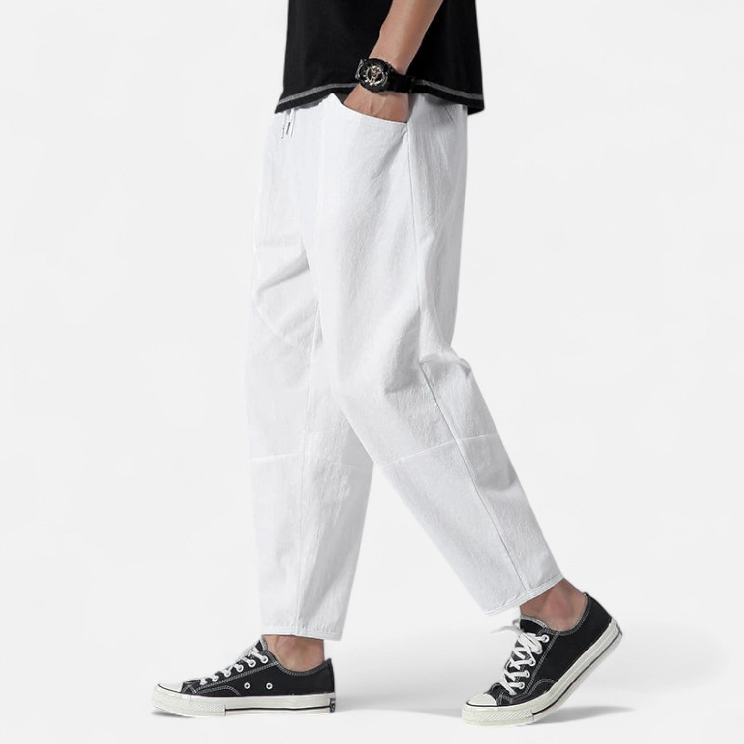 Men's Cropped Cotton Pants – Urban Precision, Tailored Versatility