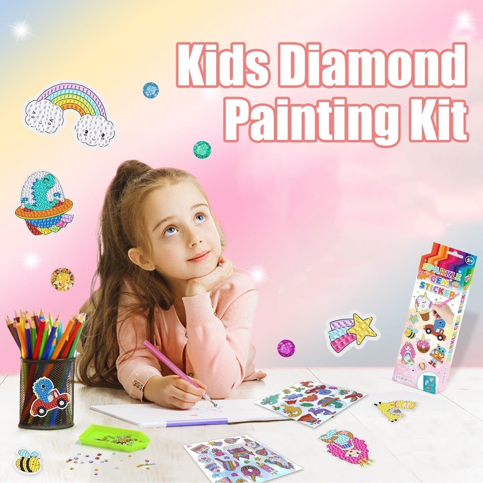 KrystalKids® | SparkArt Diamant Malset – kindgerechtes Basteln & Glitzereffekt