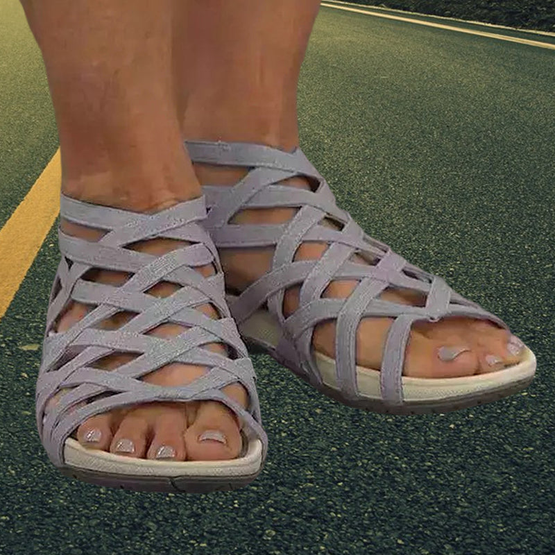 Runder Zehenpartie | Hohle römische Gladiator-Sandalen
