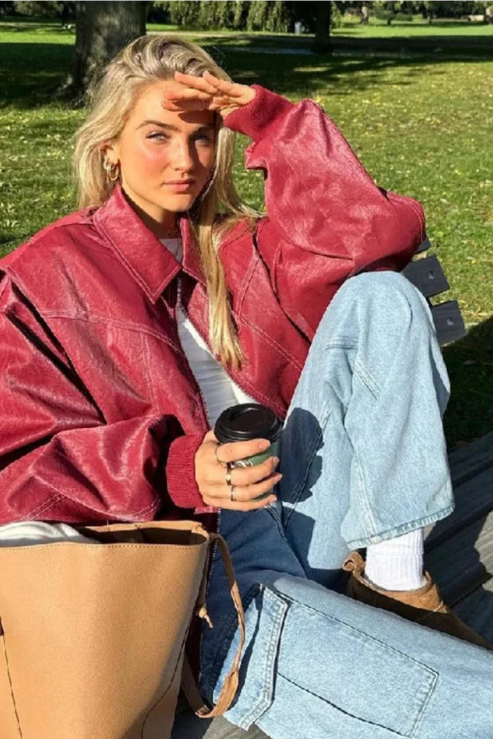 Sierra® | Scharlachrote Lederjacke