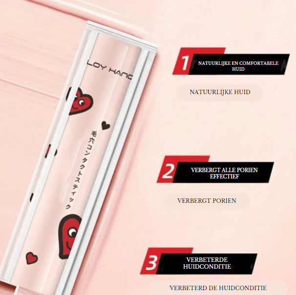 Wasserdichter Make-up Primer Stick in rosa Verpackung mit Herzmotiven, kaschiert Hautunreinheiten und sorgt für langanhaltendes Make-up