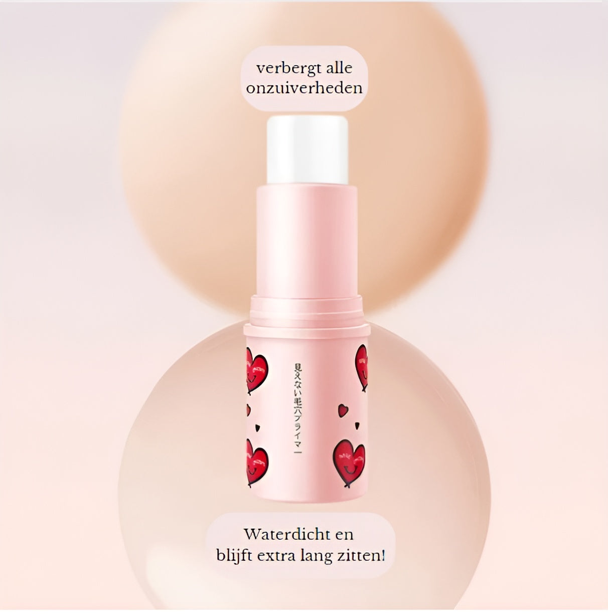 Wasserdichter Make-up Primer Stick in rosa Verpackung mit Herzmotiven, kaschiert Hautunreinheiten und sorgt für langanhaltendes Make-up
