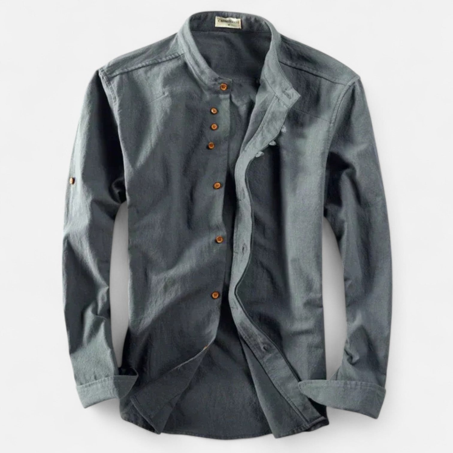 Men's Slim Fit Shirt with High Collar – Tailored Silhouette, Modern and Minimalist Details