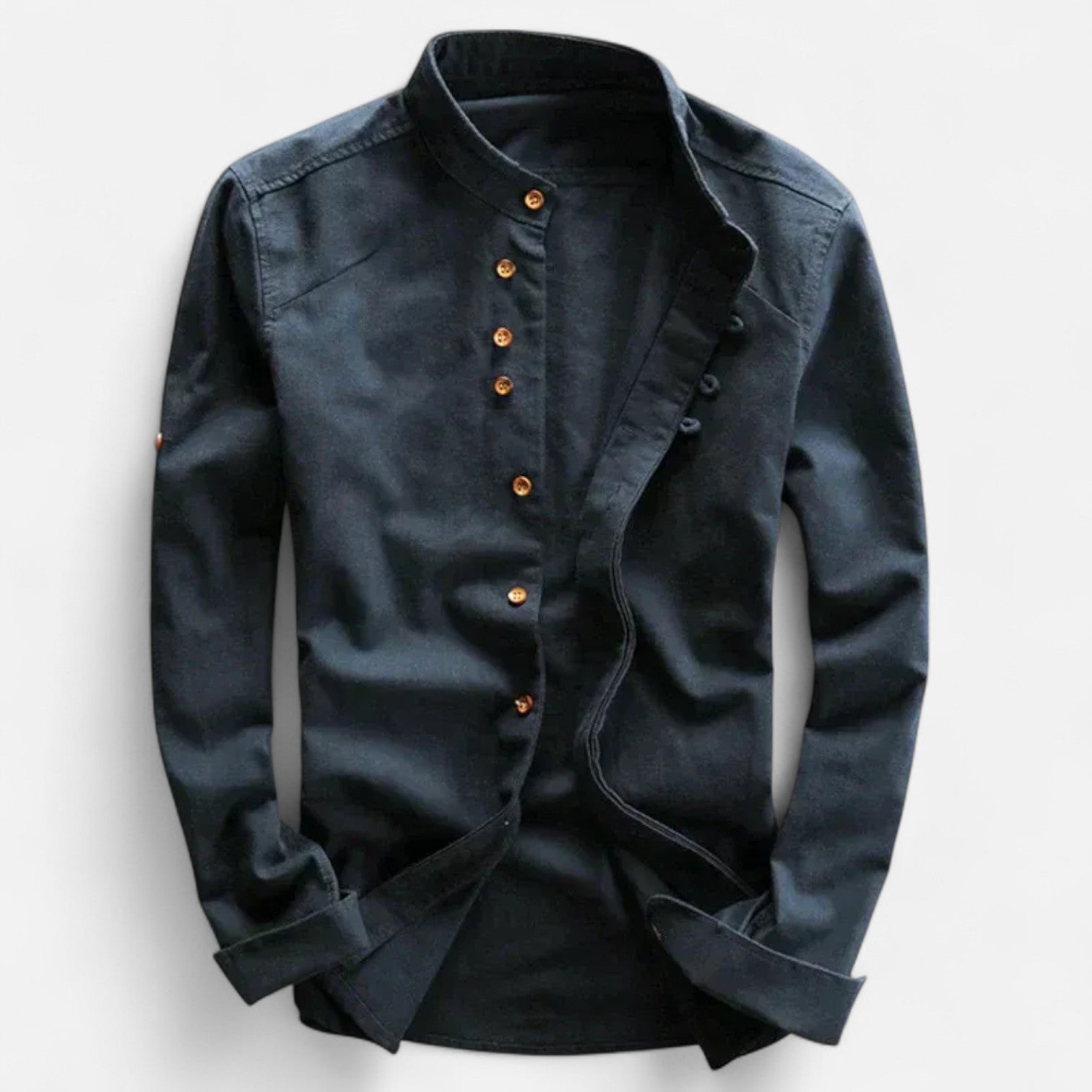 Men's Slim Fit Shirt with High Collar – Tailored Silhouette, Modern and Minimalist Details