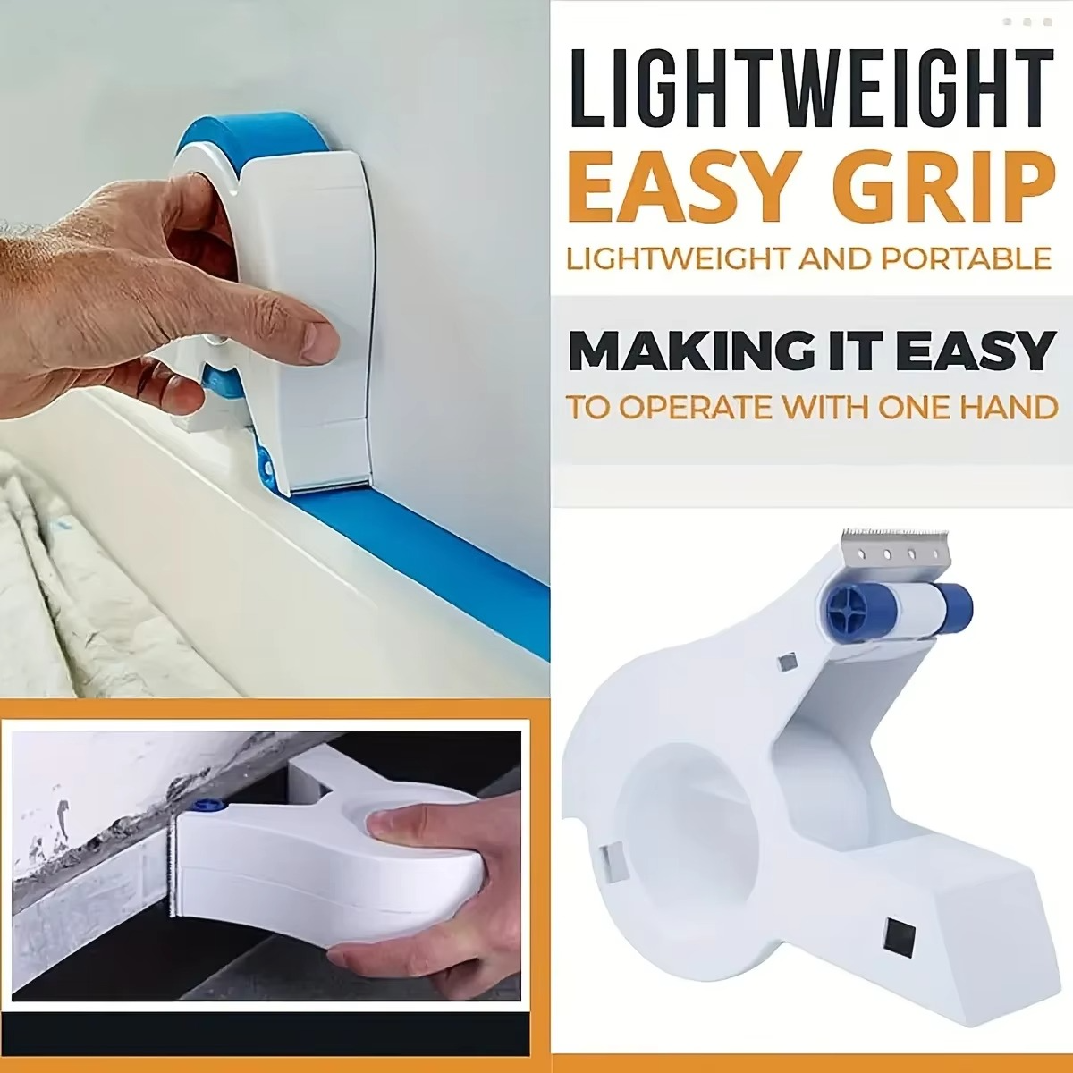 Handabroller für Klebeband, ergonomischer Paketband Abroller mit Schneideklinge, robustes Verpackungsgerät für Kartons und Umzugskartons