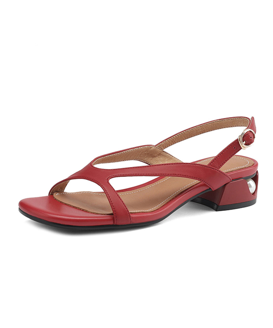 Vintessa™ | Stylische Peep Toe Sandalen aus rotem Kunstleder
