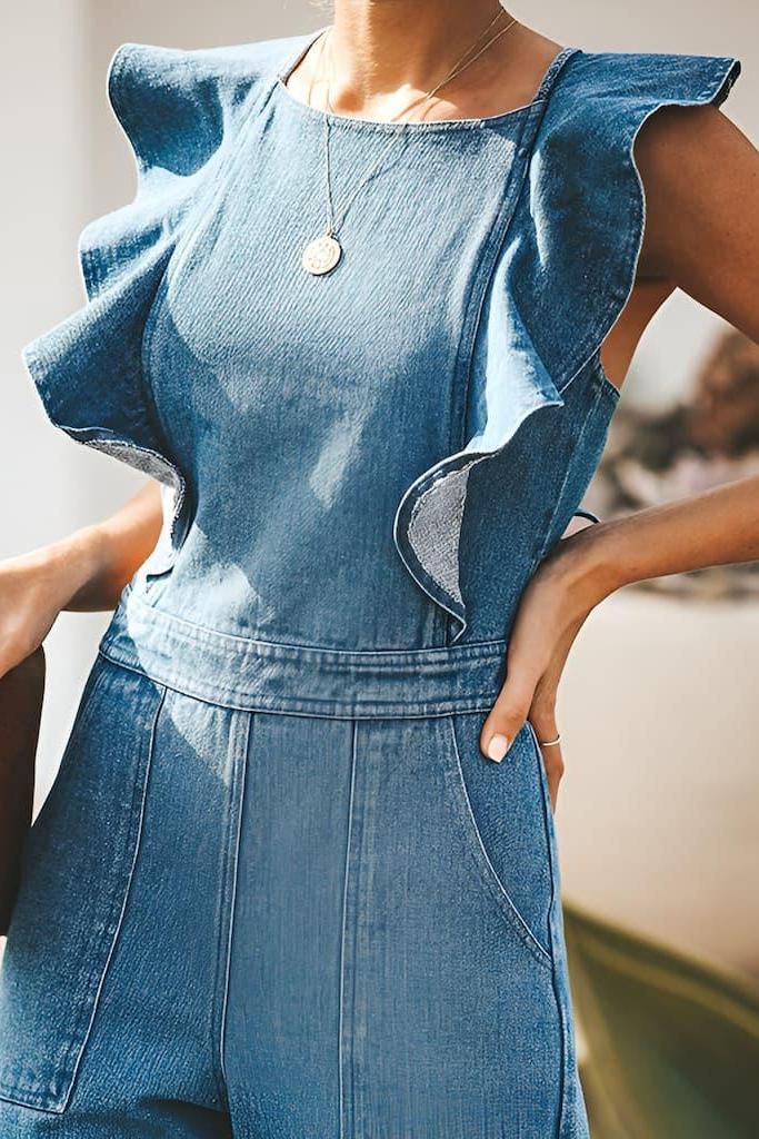 DenimDynasty™ Denim-Overall mit offenem Rücken