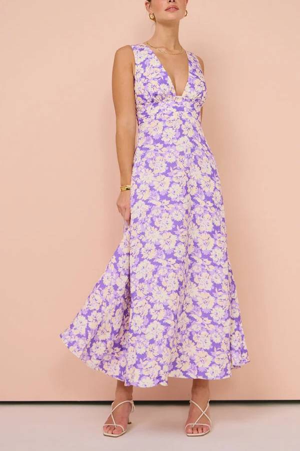 Imprinta™ | Herbst Maxi Kleid Violett