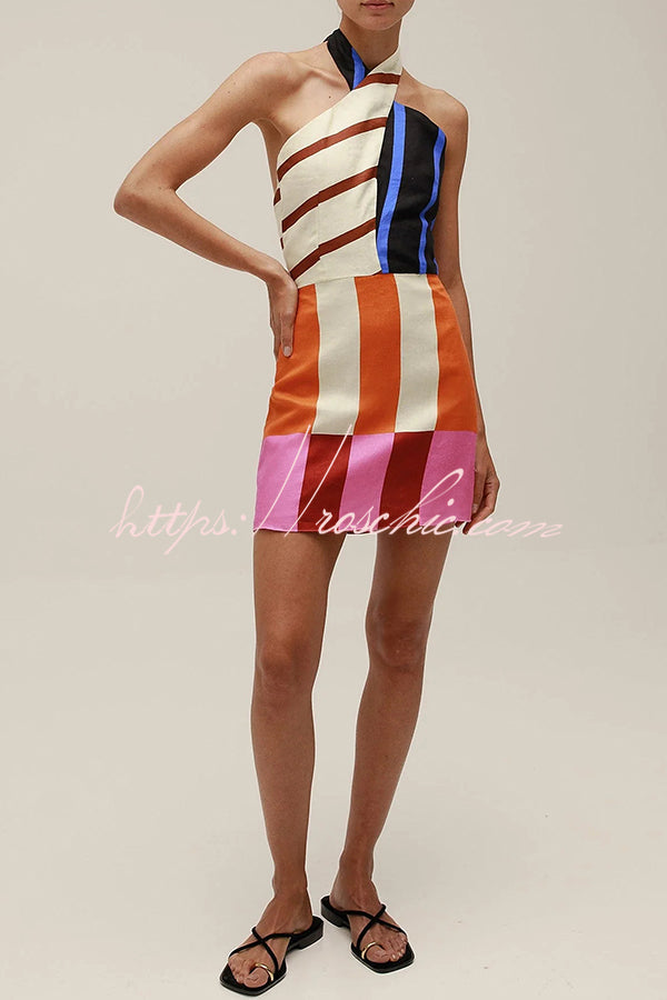 50% RABATT | Lacelure™ | Jeniah Colorblock Halter Minikleid