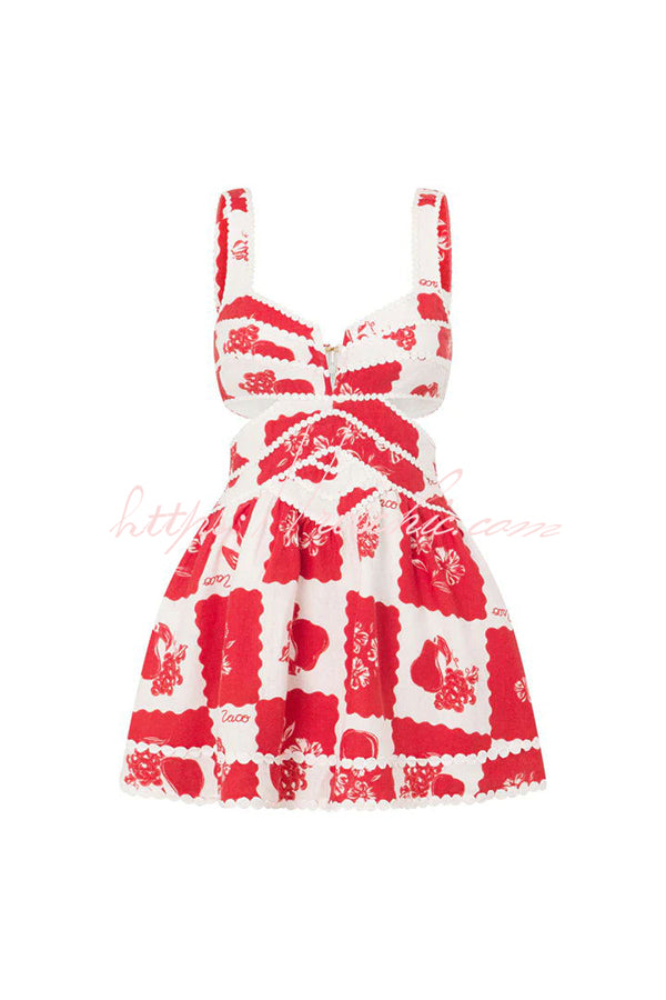 50% RABATT | BlossomRaya™ | Lucia Leinen Cutout Minikleid mit Zierborte