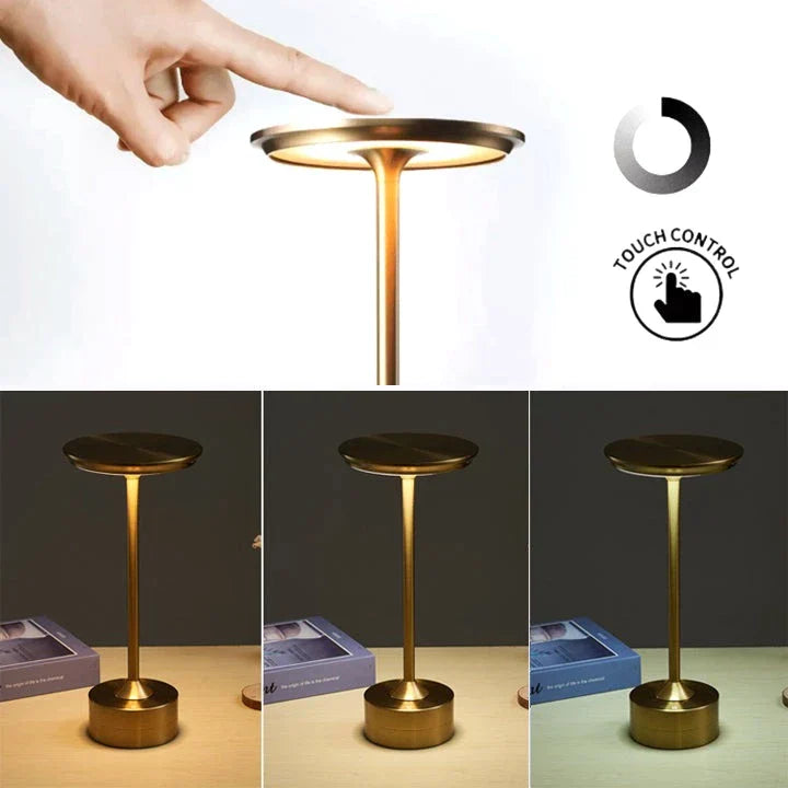 Moderne LED Tischlampe dimmbar in Schwarz, Gold und Silber, wiederaufladbare Designer Nachttischlampe für Wohnzimmer, Schlafzimmer und Büro