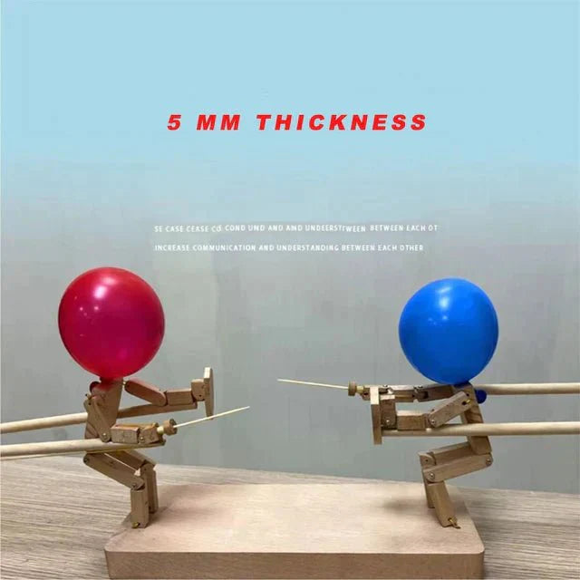 WoodKnights™ Holz-Ritterspiel mit Ballons – interaktives mechanisches Spielzeug zum Stechen und Platzen von Ballons