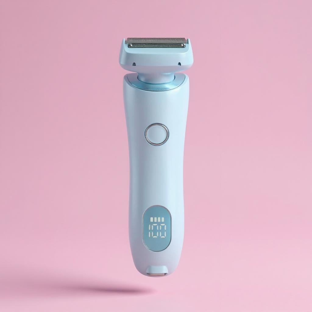 Elektrisches Haarentfernungsgerät in Rosa mit LCD-Display und ergonomischem Design – sanfter Damenrasierer für glatte Haut