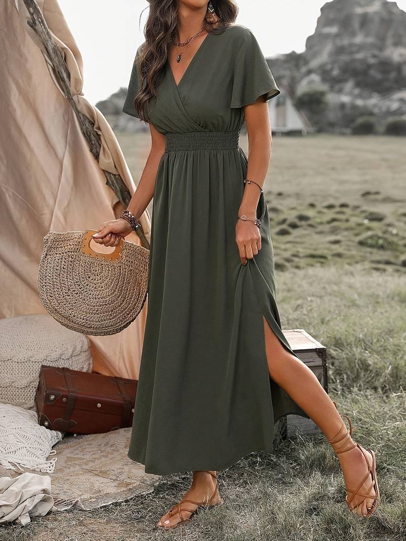 50% RABATT | Vocelle™ | Elegantes kurzärmeliges Kleid