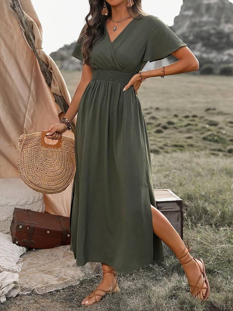50% RABATT | Vocelle™ | Elegantes kurzärmeliges Kleid