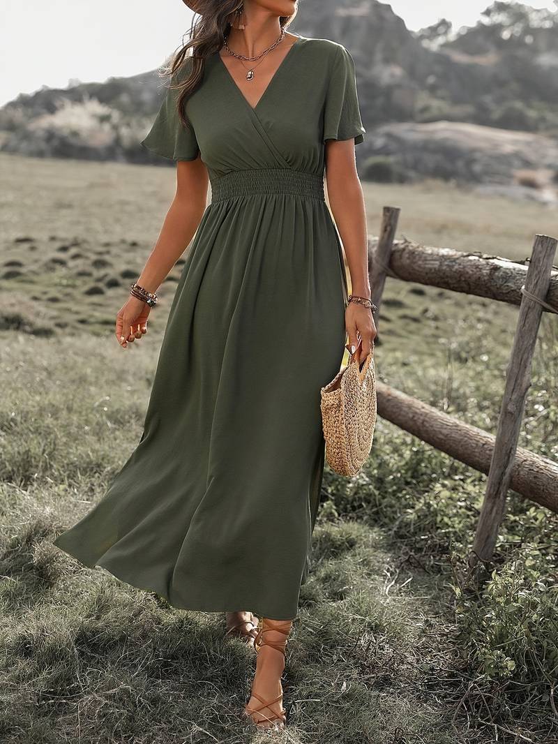 50% RABATT | Vocelle™ | Elegantes kurzärmeliges Kleid