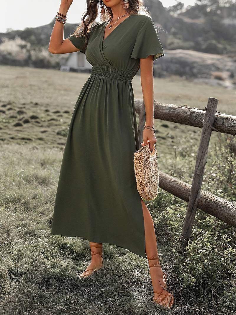 50% RABATT | Vocelle™ | Elegantes kurzärmeliges Kleid