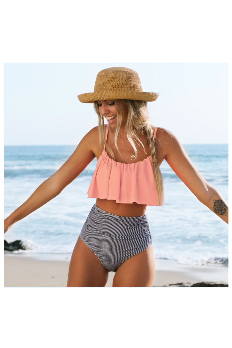 Wendy™ Bikini mit gerüschtem Oberteil und Bikiniunterteil mit hoher Taille