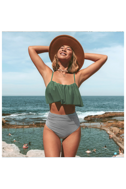 Wendy™ Bikini mit gerüschtem Oberteil und Bikiniunterteil mit hoher Taille