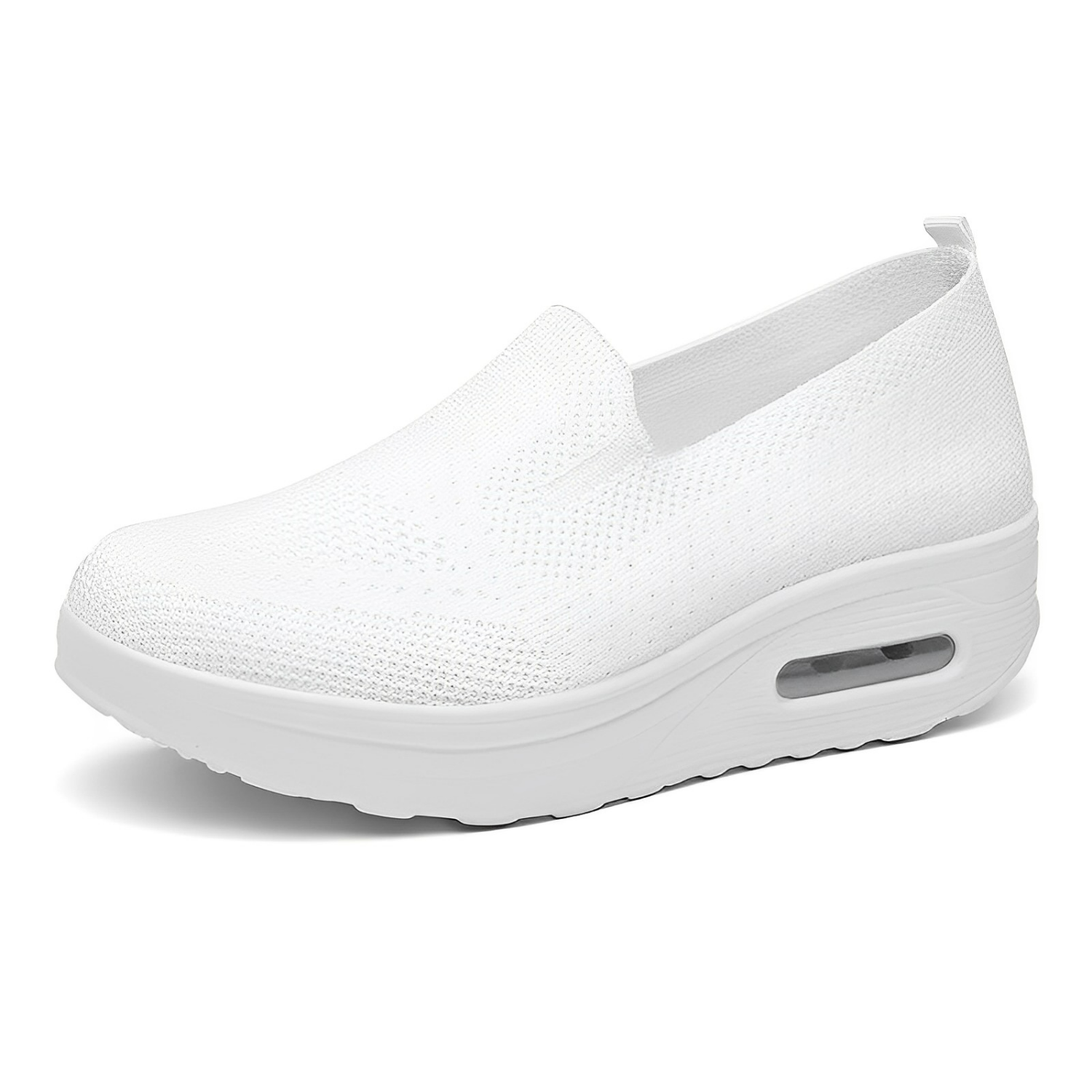 Graue Damen-Slip-On-Sneaker mit dicker Sohle und Luftpolster, atmungsaktiv und bequem