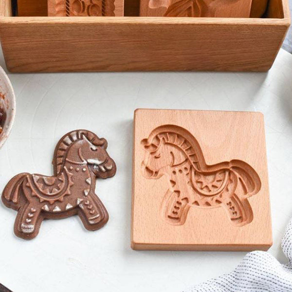 BakeCarve® | PressForm Embossing Cookie Cutter – Engraved Wooden Molds for Pastries