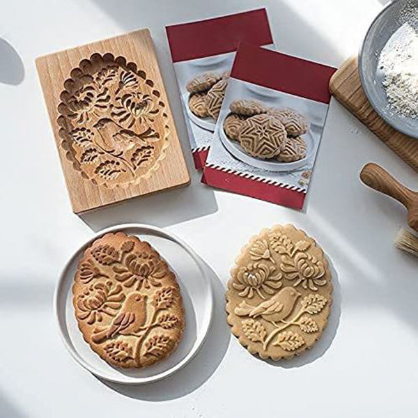 BakeCarve® | PressForm Embossing Cookie Cutter – Engraved Wooden Molds for Pastries